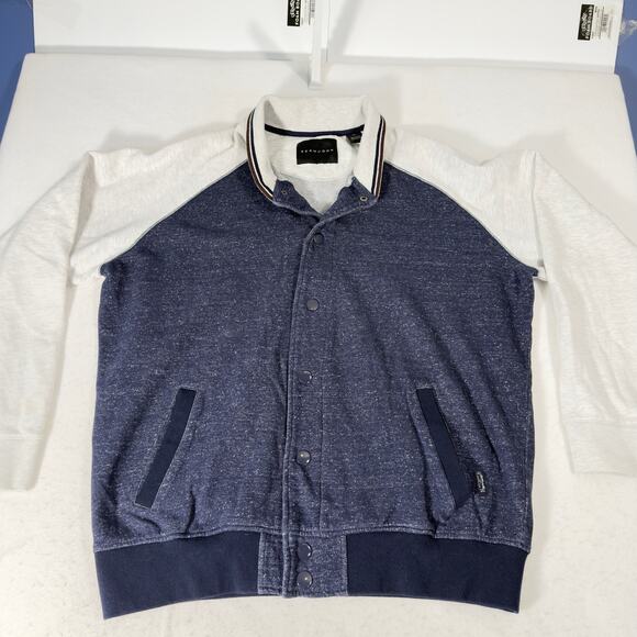 Sean John Fleece Shacket Snaps Jacket Men XXXL (3XL) Heathered Blue Grey Pockets - Picture 5 of 16